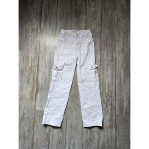 Heart of Pine Cargo Straight Leg Twill Pants Stretch White Womens Sz S EUC